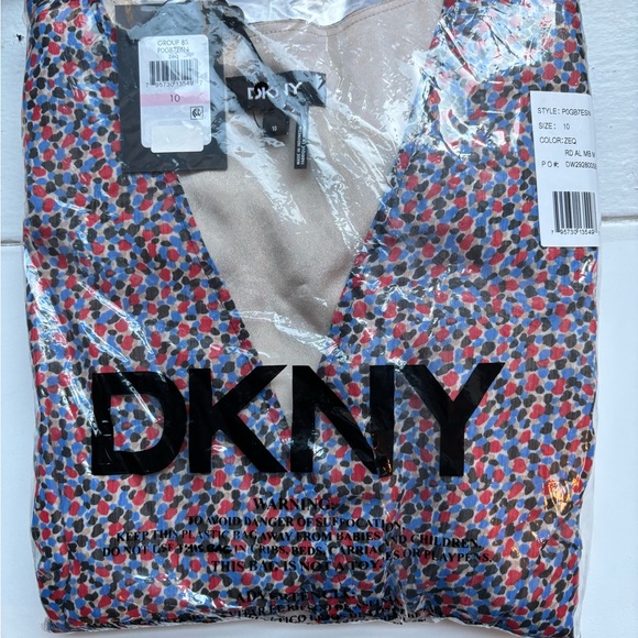 DKNY Short Sleeve Chiffon Midi Dress Size 10 - NWT - Picture 5 of 6